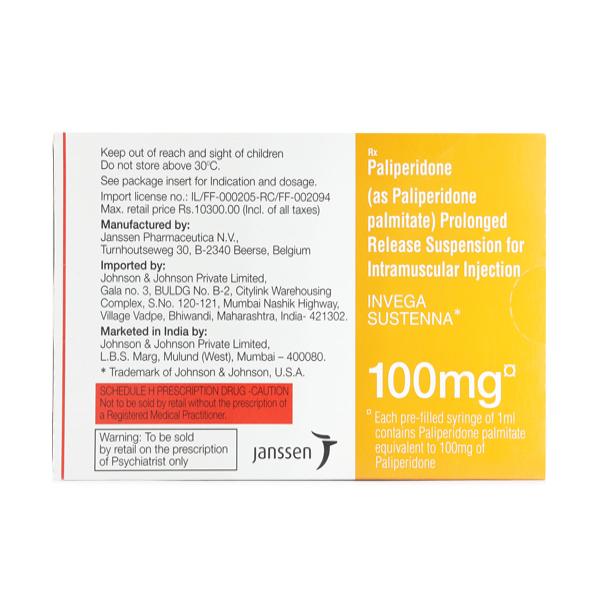 Invega Sustenna 100mg Injection(Pfs) 1's - Psychosis-Ans