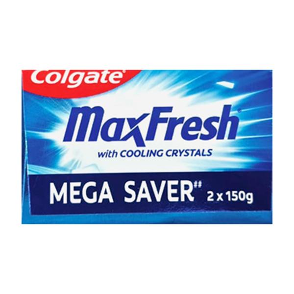 Colgate Max Fresh with Cooling Crystals Blue Gel Toothpaste - Peppermint Ice (Pack of 2 x 150 g)