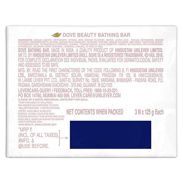 Dove Pink Beauty Bathing Bar - Soft, Smooth, glowing Skin Moisturised Cream 3's - Soaps