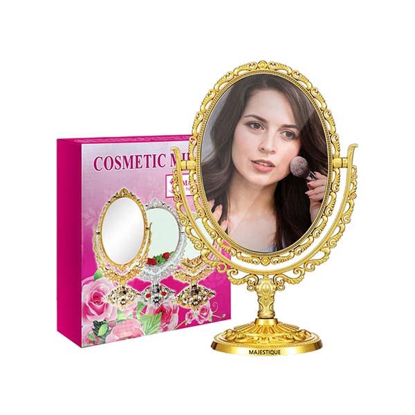 Netmeds | Majestique Cosmetic Mirror, 360 Rotation, Dual-Sided Vintage Design, Tabletop Mirror - Multicolor 1's