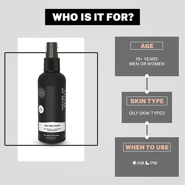 House of Beauty Tea Tree+Avocado Toner-Oily, Combination & Sensitive & Acne Prone Skin 100ml - Toners