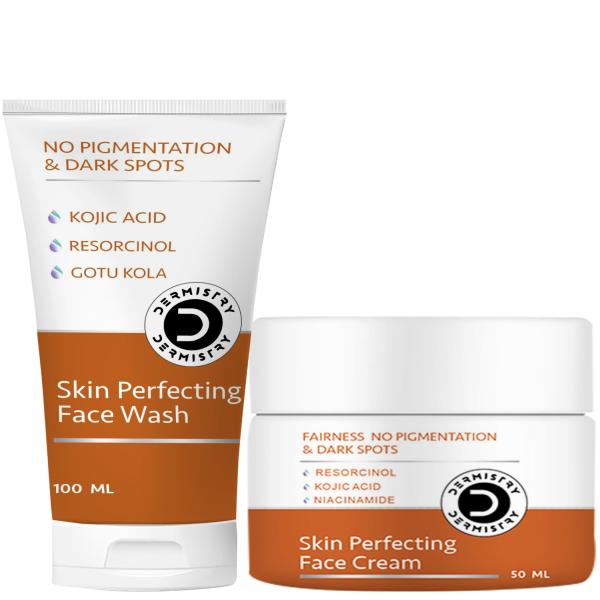Netmeds | Dermistry No Pigmentation Kojic Acid Skin Perfecting Face Wash 100 ml + No Pigmentation Kojic Acid Skin Perfecting Face Cream 50 ml