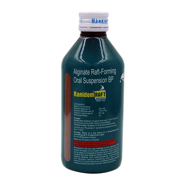 RANIDOM RAFT Sugar free Peppermint Flavour Oral Suspension 200ml - Ulcer/Reflux/Flatulence-Aaa
