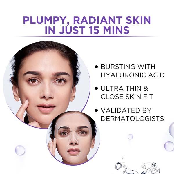 L'Oreal Paris Revitalift Hyaluronic Acid Fresh Mix Serum Sheet Mask Pack of 5 Combo 165 gm - Face Serum