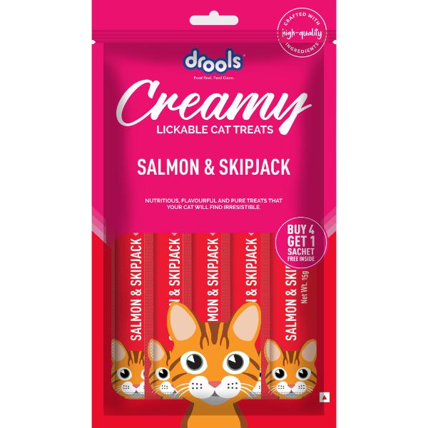 Netmeds | Drools Creamy Lickable Cat Treats - Salmon & Skipjack (Buy 4 Get 1) 1's