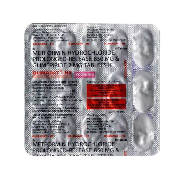 GLIMADAY HS 850/2mg Tablet 15's