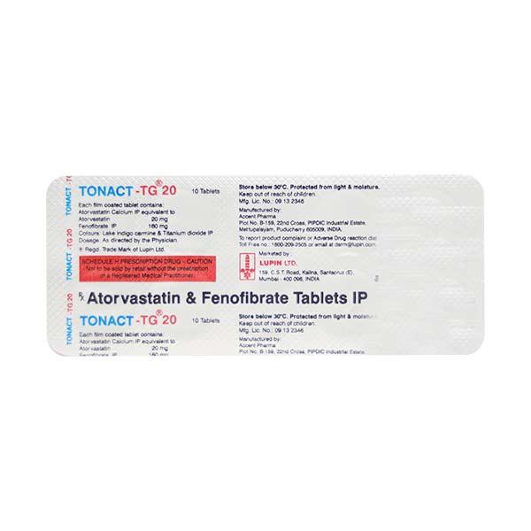 Tonact TG 20mg Tablet 10'S - High Cholesterol-Dys