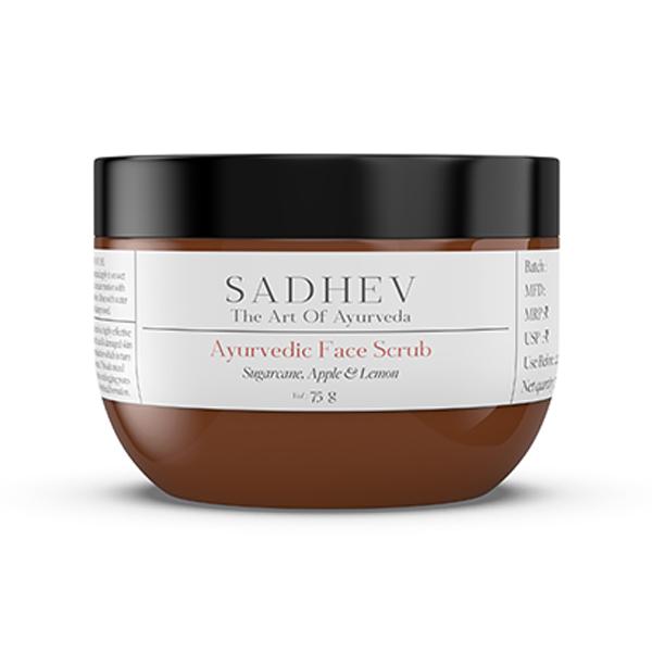 Netmeds | Sadhev Ayurvedic Face Scrub with Sugarcane, Apple, and Lemon 75 gm