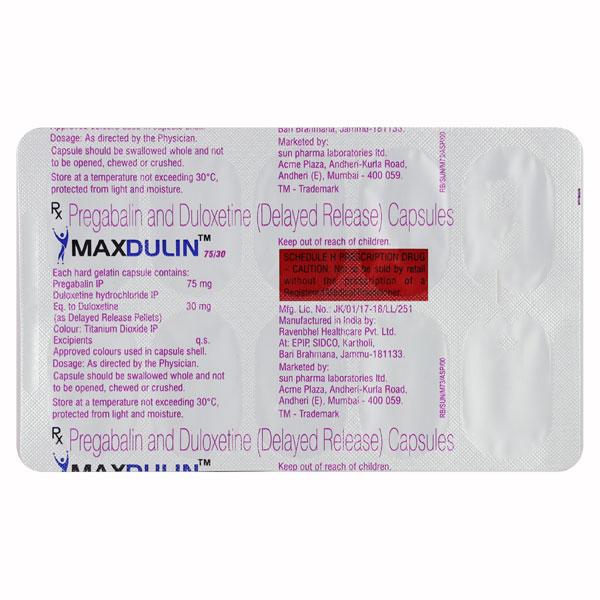 MAXDULIN 75/30 Capsule 10's - Neuropathic Pain-Dru