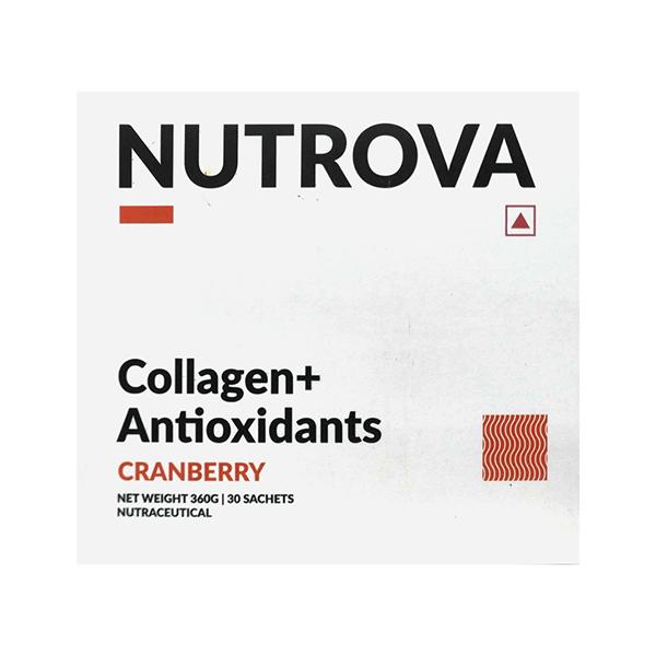 Netmeds | NUTROVA COLLAGEN + ANTIOXIDANTS CRANBERRY Sachet 30's