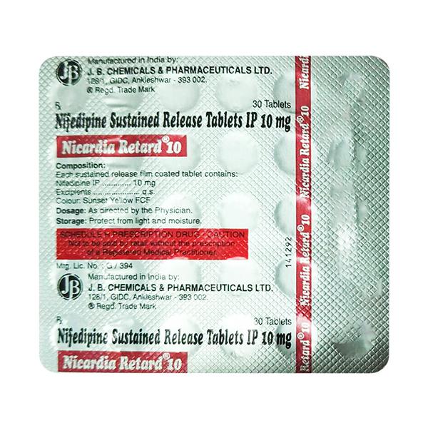 NICARDIA RETARD 10 Tablet 30's - Hypertension-Cal