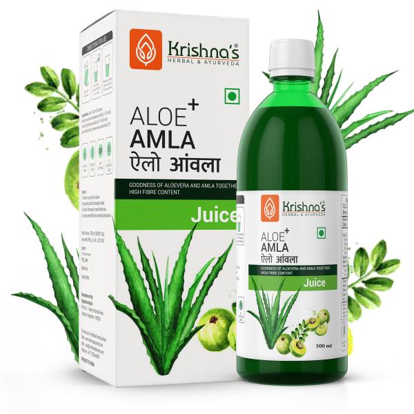 Krishna's Herbal & Ayurveda Aloe+Amla Juice 500 ml - Ayurvedic Juices