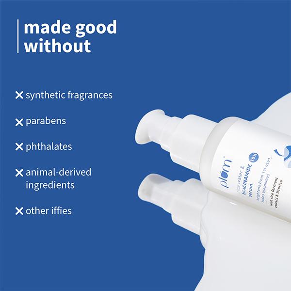 Plum Rice Water & 10% Niacinamide Face Serum - Brightens from 1st Use, Dermat-Tested 50 ml - Face Serum