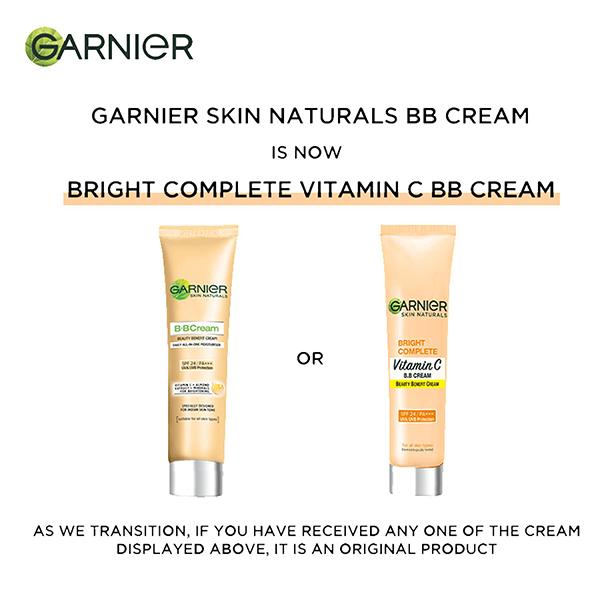 Garnier Bright Complete Vitamin C  Beauty Benefit Cream Spf 24/PA+++ Uva/Uvb Protection For All Skin Types 18gm - Bb & Cc Creams