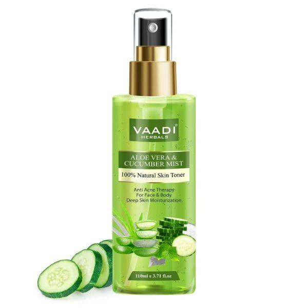 Vaadi Herbals Aloe Vera & Cucumber Mist - 100% Natural Skin Toner 110 ml - Toners