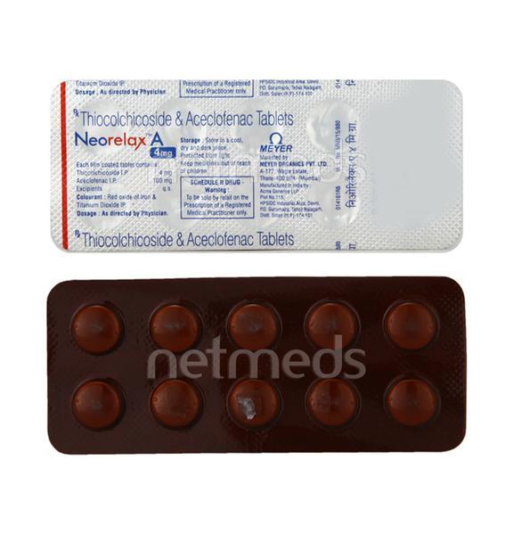 Neorelax A 4mg Tablet 10'S - Muscle Cramps/Spasticity-Mus