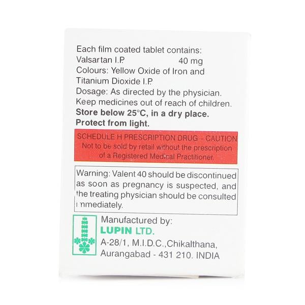 Valent 40mg Tablet 10'S - Hypertension-Ang
