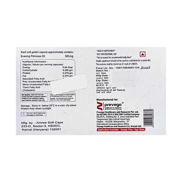 EVENROSE 500 Softgel Capsule 10's - Supplements-Vam