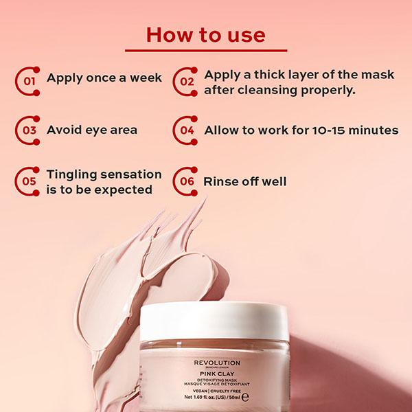 Revolution Skincare Pink Clay Detoxifying Face Mask 50 ml - Masks & Peels