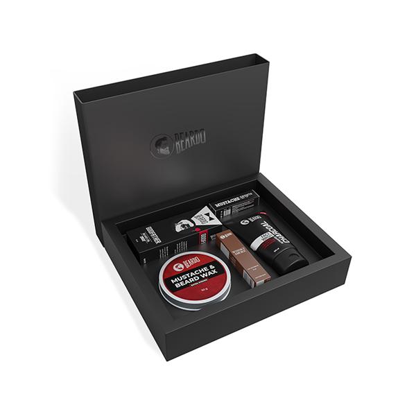 Netmeds | Beardo 5-In-1 Combo Gift Box (Charcoal Facewash-100gm,Godfather Oil-30ml,Moustache Wax-50G,Growth Roll On-8ml And Whisky Smoke Edp-8ml) 1's