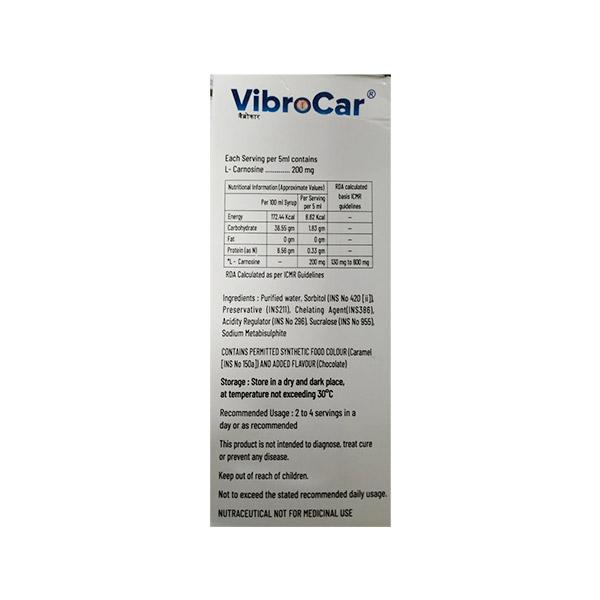 VIBROCAR Delicious Chocolate Flavour Syrup 200ml - Supplements-Sup