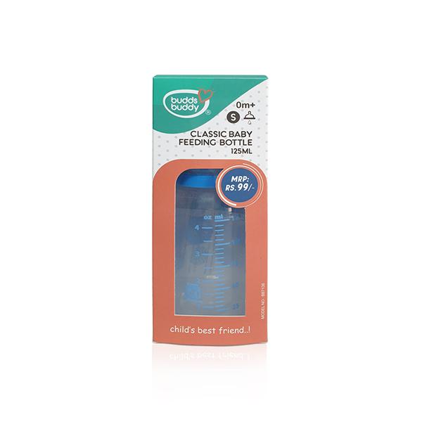 Buddsbuddy Classic Baby Feeding Bottle - Blue 125 ml
