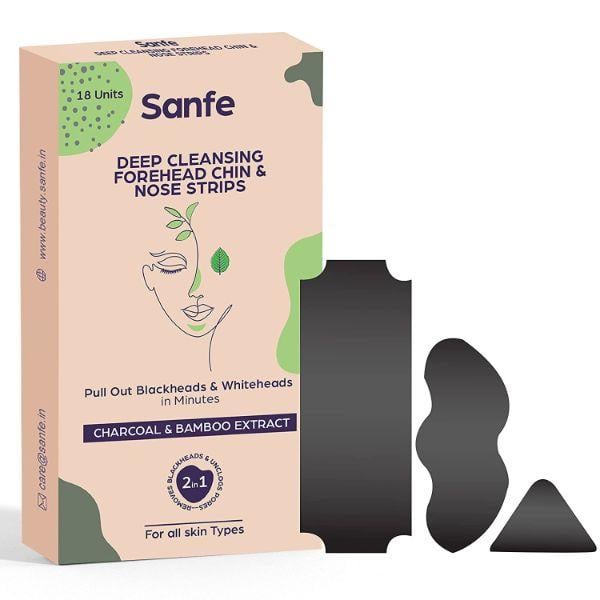Netmeds | Sanfe Deep Cleansing Forehead Chin & Nose Strips - Charcoal & Bamboo Extract 18's