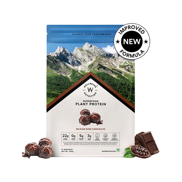 Wellbeing Nutrition Plant Protein Powder - Belgian Dark Chocolate 500 g