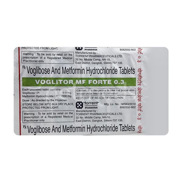 Voglitor MF Forte 0.3mg Tablet 10'S - Diabetes-Ant