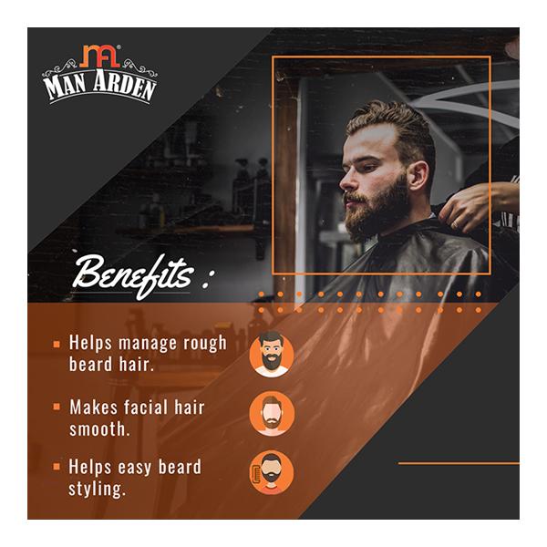 Man Arden Neem Wooden L Shaped Beard Comb with Rich Leather Pouch 1's - Beard Comb