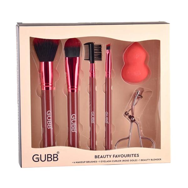Gubb Beauty Favourites 4 Makeup Brushes 1 Eyelash Curler Rose Gold 1 Beauty Blender 1's - Face Brush