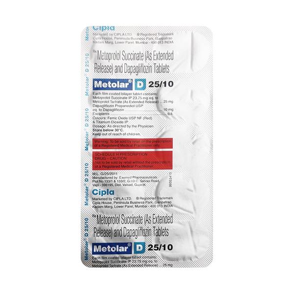METOLAR D 25/10 Tablet 10's