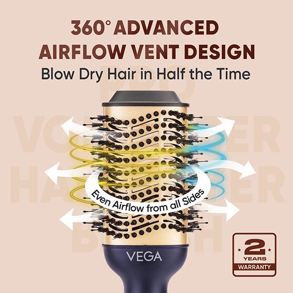 Vega Pro Volumizer Hair Dryer Brush for Hair Style, Hot Air Blow Dryer Brush for Women (VHSD-02) 670 gm - Hair Dryers