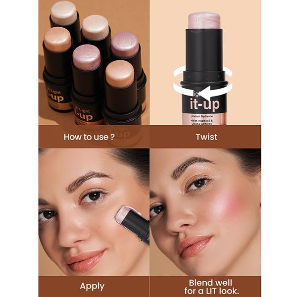 Swiss Beauty High Light It-Up Highlighter, with Vitamin E & Jojoba Complex 2-Golden Hour 8 gm - Highlighters & Illuminators