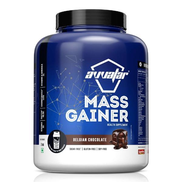 Avvatar Mass Gainer Protein Powder - Belgian Chocolate Flavour (Jar) 2 kg - Whey Proteins