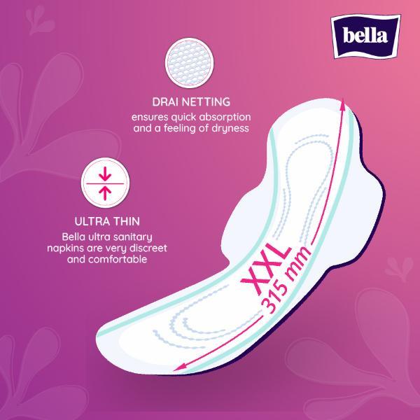 Bella Ultra Night Drai Sanitary Pad for Very Heavy Flow (XXL) 14's - Sanitary Napkins