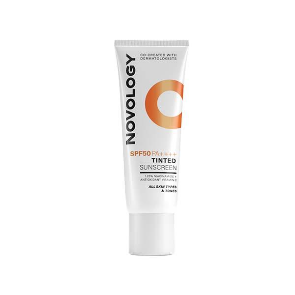 Netmeds | Novology SPF 50 PA++++ Tinted Sunscreen for Pigmentation, for All Skin Types, Natural Finish 50 gm