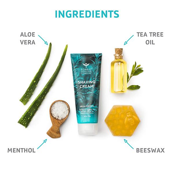 Bombay Shaving Company Shaving Cream With Tea Tree Oil, Aloe Vera 100gm - Pre & Post Shaves