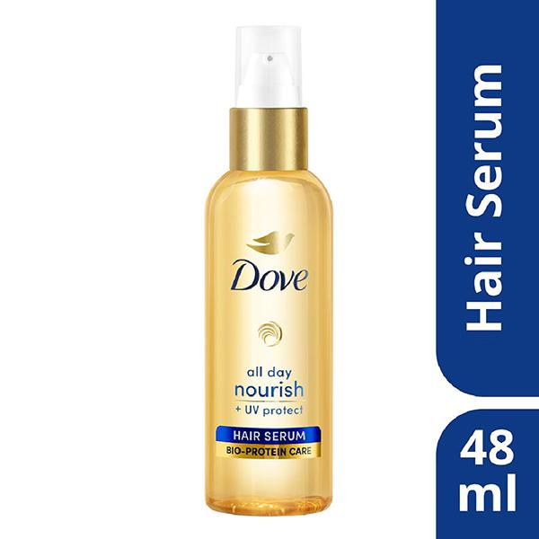 Netmeds | Dove All Day Nourish + UV Protect Hair Serum for All Hair Types With Bio Protein Care 48 ml