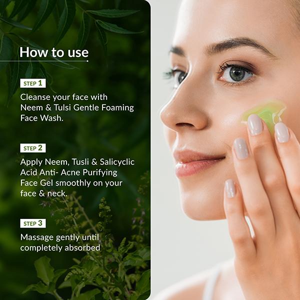 Lotus Botanicals Neem, Tulsi, Salicylic Acid Anti-Acne Purifying Face Gel, For Acne Prone Skin 50 gm - Face Moisturizers