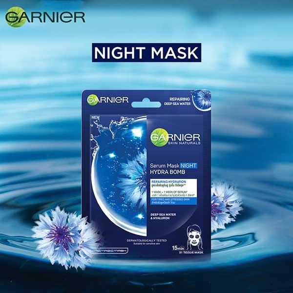 Skin Naturals Night Serum Sheet Mask with Deep Sea Water - For Tired & Stressed Skin 28 gm - Sheet Masks