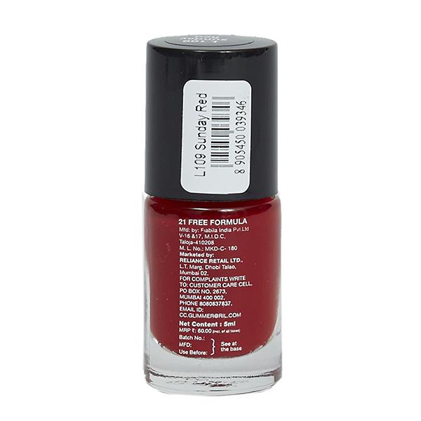 Glimmer Nail Polish Sunday Red 5 ml - Nail Polish