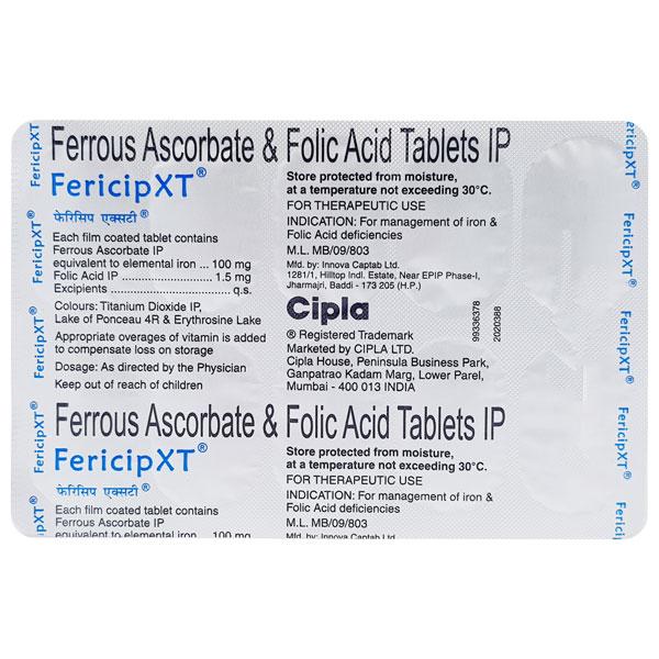 Fericip XT Tablet 10'S - Iron Supplement/Anaemia-Vma