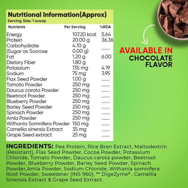 Fitspire 100 Percent Plant Protein Made With Pea Protein Chocolate 500 gm - Protein Drink