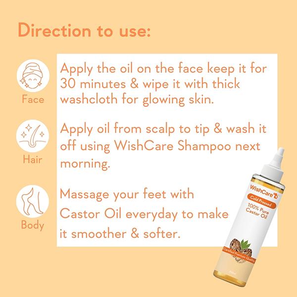 Wishcare 100% Pure Cold Pressed Castor Oil 200 ml - Hair Oils