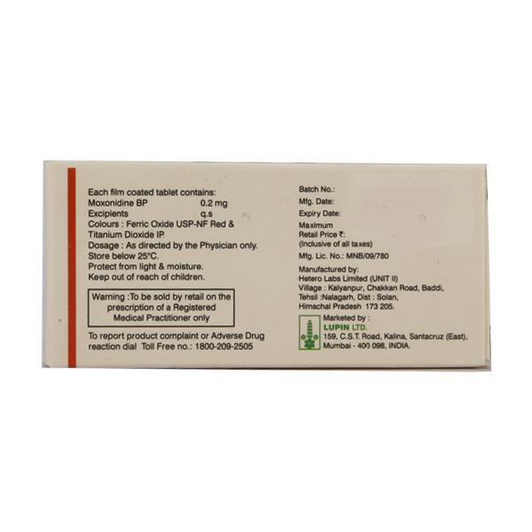 Moxocard 0.2mg Tablet 10'S - Hypertension-Oah