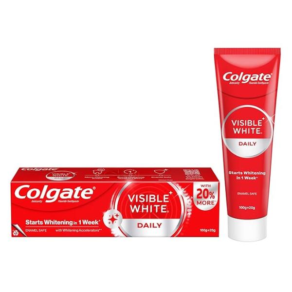 Netmeds | Colgate Visible White Daily Anticavity Toothpaste 100 g + 20g