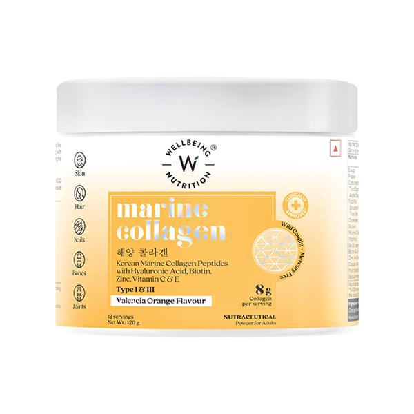 Wellbeing Nutrition Korean Marine Collagen Peptides - Valencia Orange 120 g - Hair & Skin