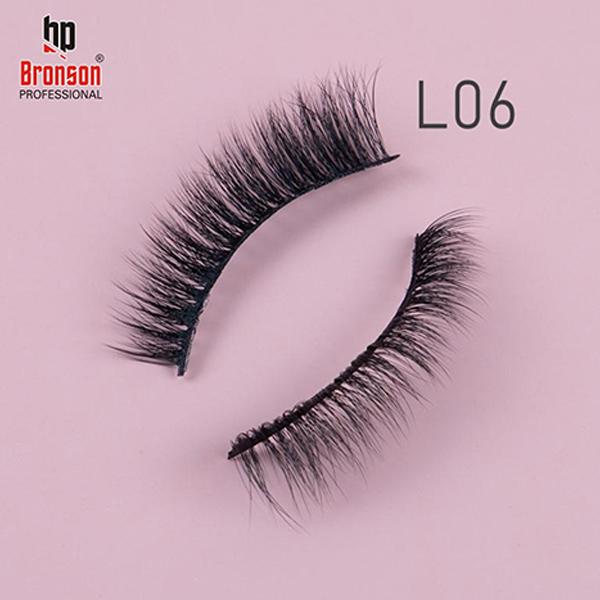 Bronson Professional Eyelash Set 3D False Long And Natural Eye Makeup No. L06 10's - Eyelashes