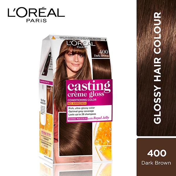 Netmeds | L'Oreal Paris Casting Creme Gloss Hair Color, 400 Dark Brown 159.5 Gm